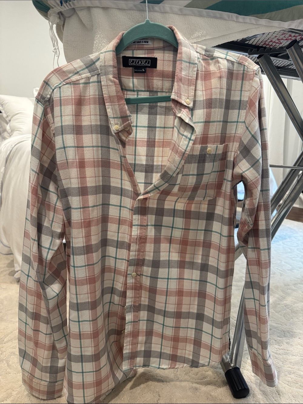 Ezekiel Women’s Plaid Button-Down Shirt - Pink, Gray, Teal